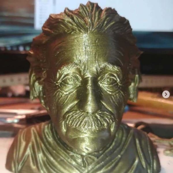 Azurefilm-PLA-Filament-Gold Azurefilm-PLA-Filament-Gold - Pla_gold_einstein_3d_printed_1