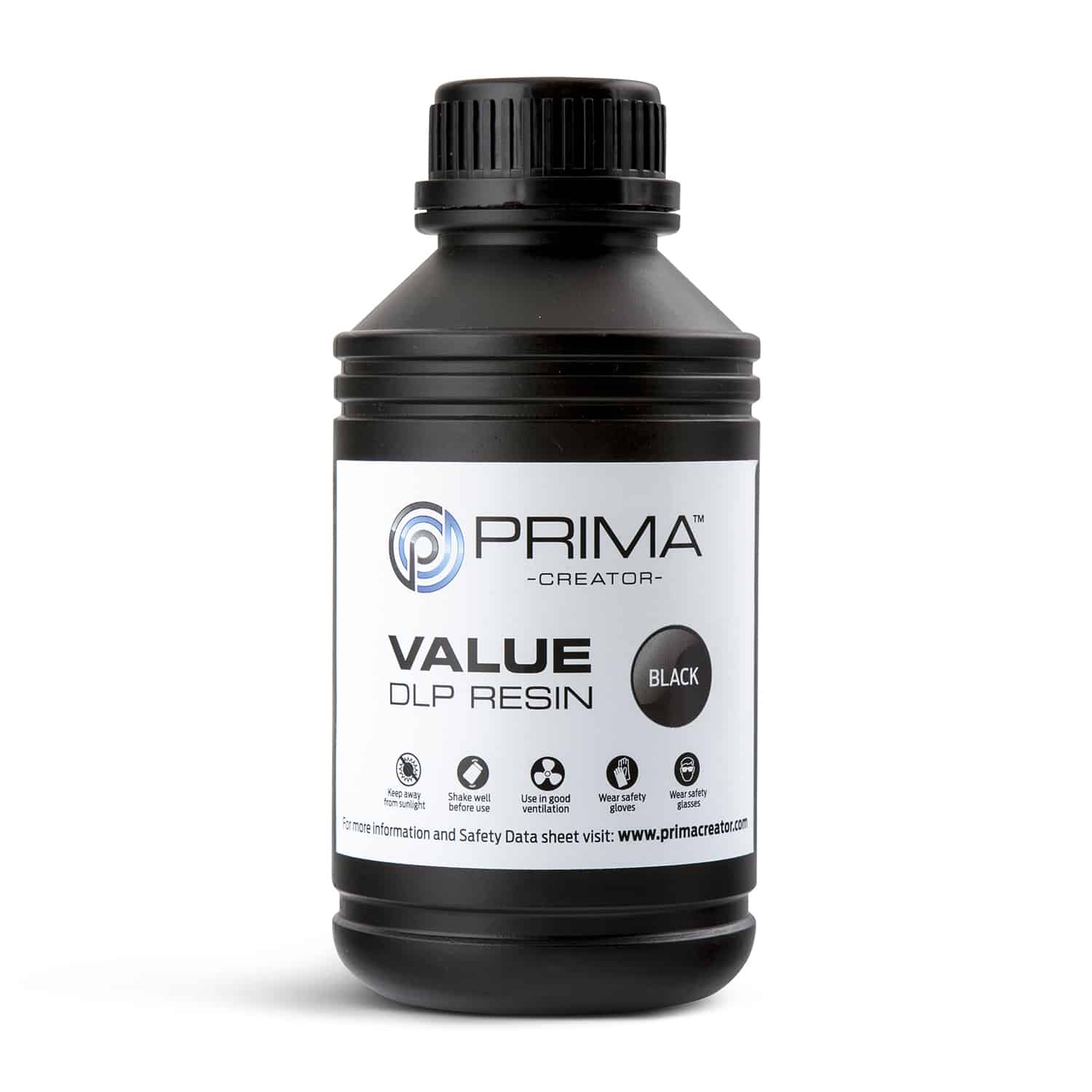 Value-DLP - PrimaCreator-Value-UV-DLP-Resin-500-ml-Black-PV-R
