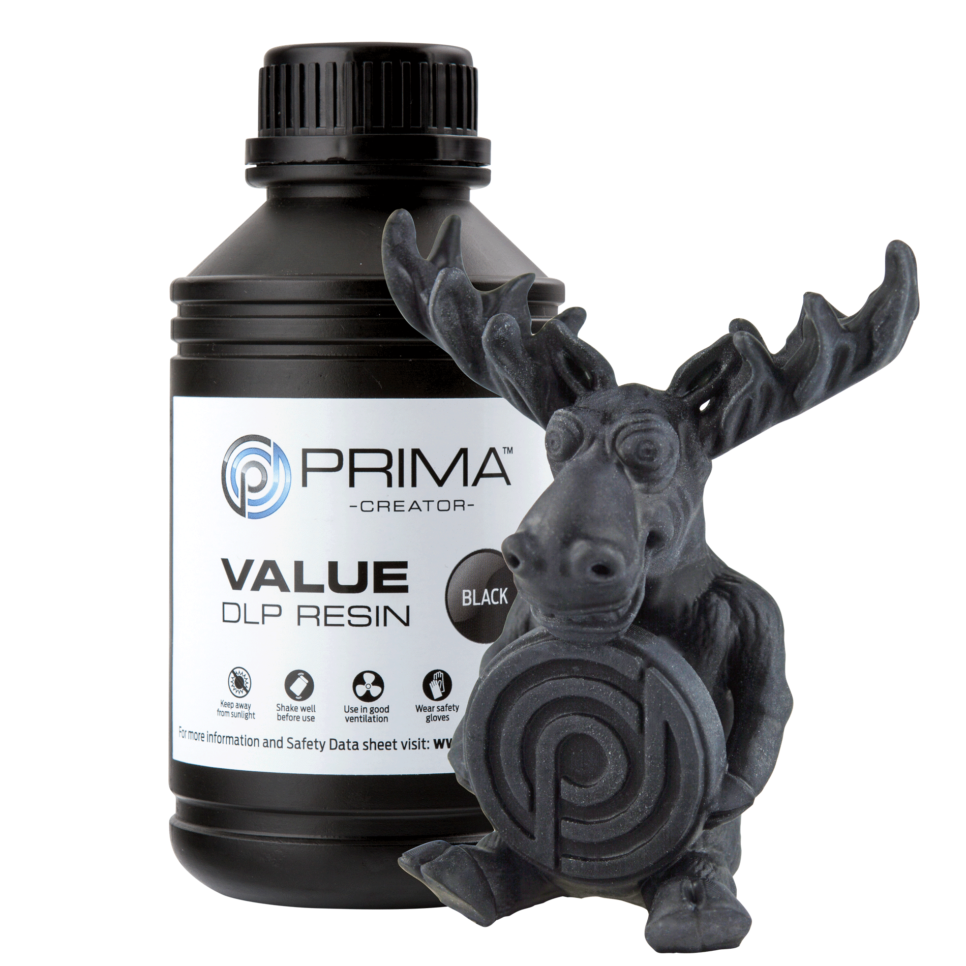 Value-DLP - PrimaCreator-Value-UV-DLP-Resin-500-ml-Schwarz-PV-RESIN-B405-0500-BK